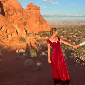 Elegant Red Velvet Dress